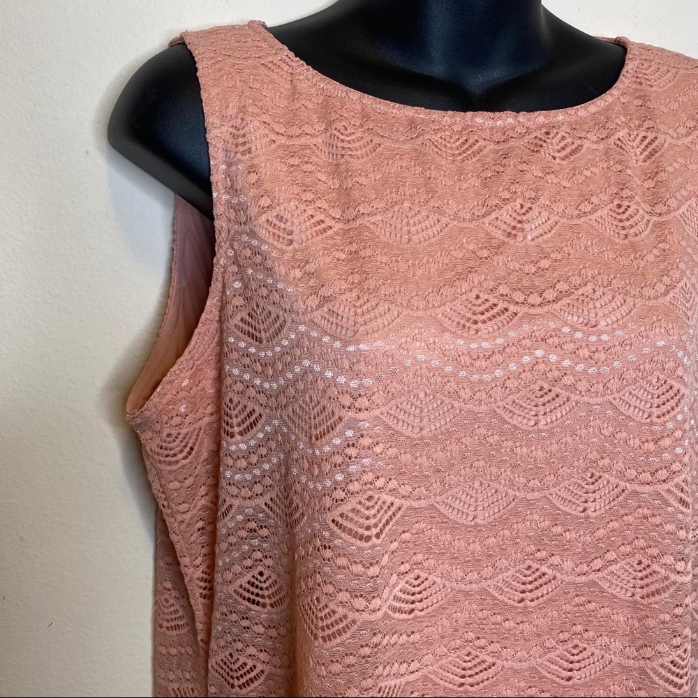 C. Wonder Dusty Rose Lace Overlay Sleeveless Dress - Picture 3 of 6